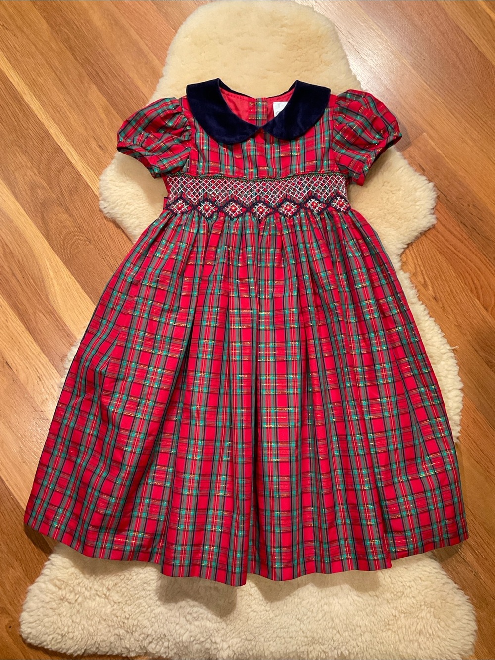 Vintage Rare Editions smocked plaid holiday Christmas dress
